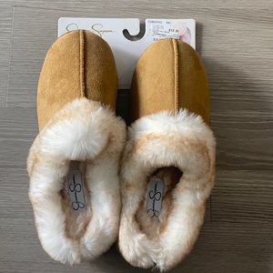 Jessica Simpson fur slippers